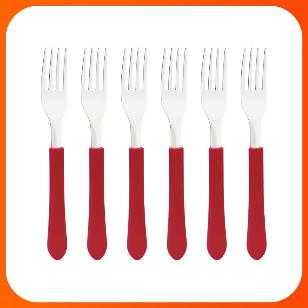 Garfo Tramontina Inox Cabo Vermelho Leme - Conjunto