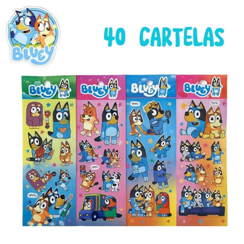 5/10/20/30/40 Cartelas de adesivo infantil Bluey e Bingo