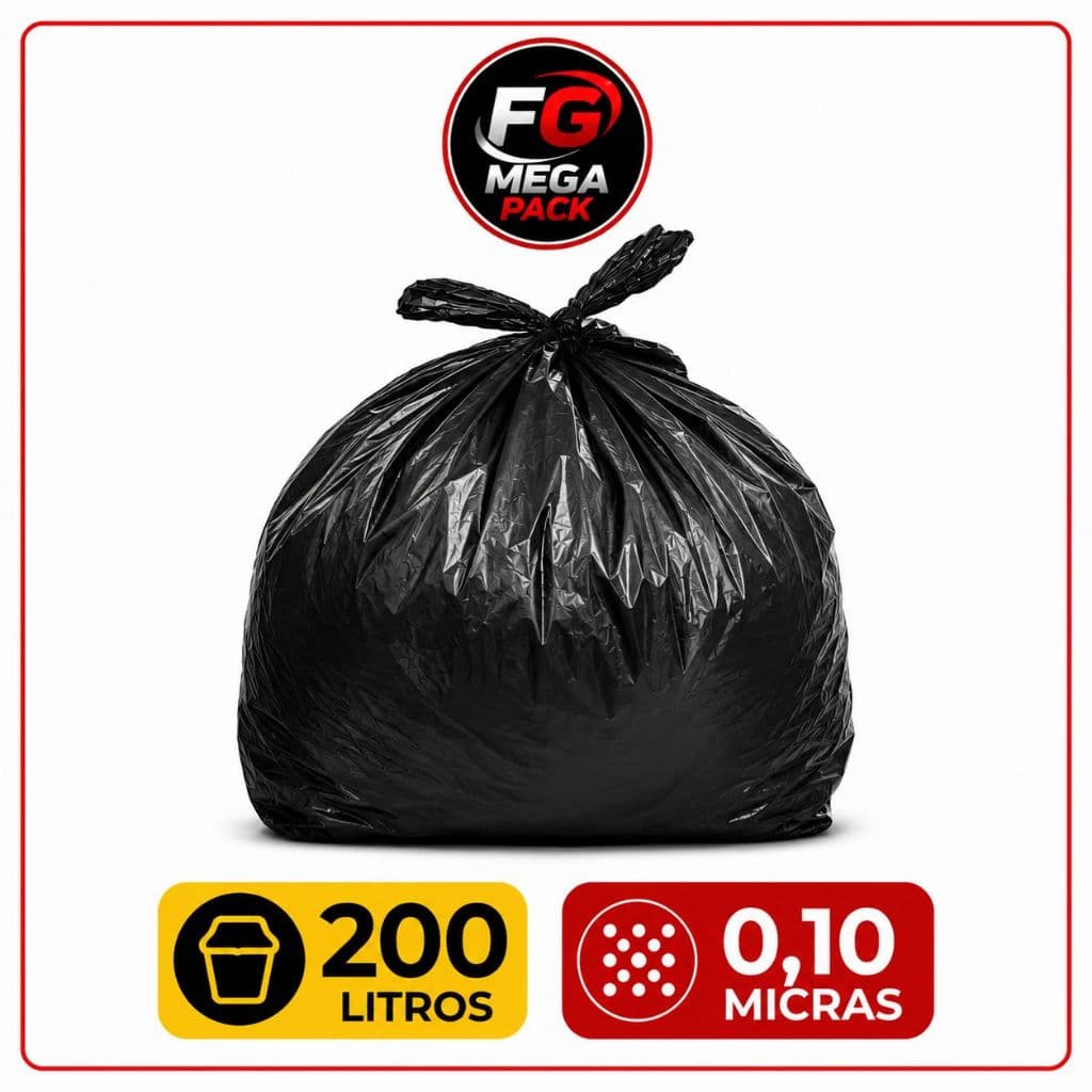 Saco de Lixo 200 Litros 100 Unidades Resistente Uso Doméstico Comercial Limpeza Organização