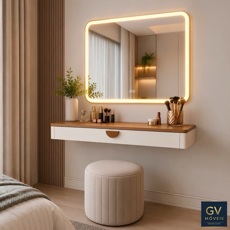 Penteadeira Premium Multiuso Suspensa 100% MDF e Corrediças Telescópicas - Ideal Para Quarto e Salão