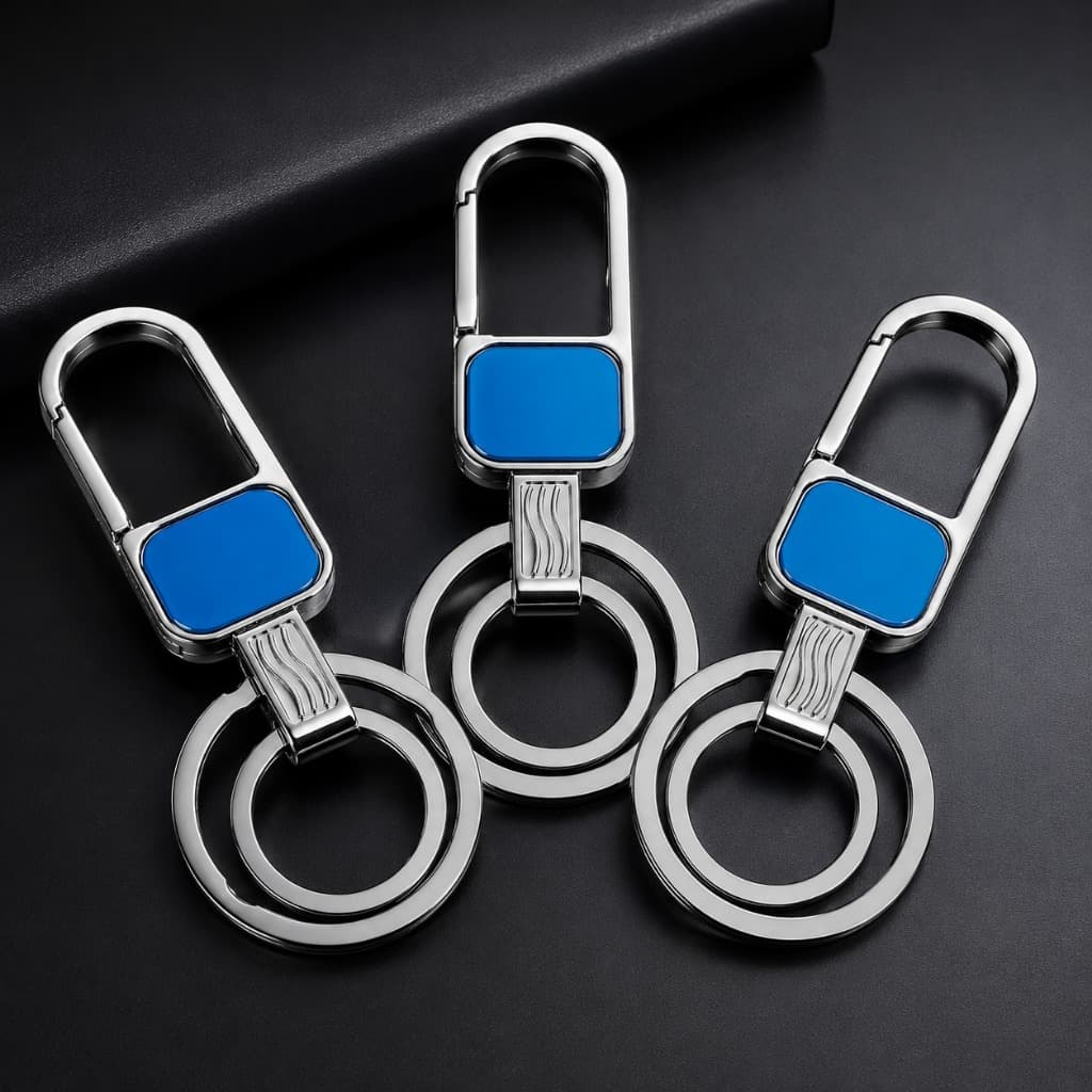 Chaveiro Metal Cromado Mosquetão 2 Argolas Personalizável 24013