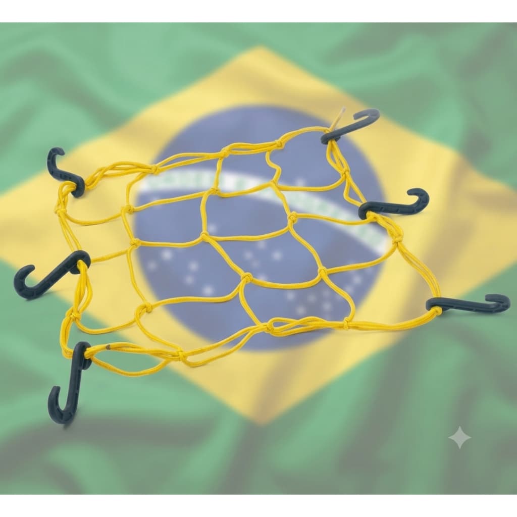 Rede Elástica Aranha Amarela para Capacete e Bagageiro Moto/carro 35cm x 35cm