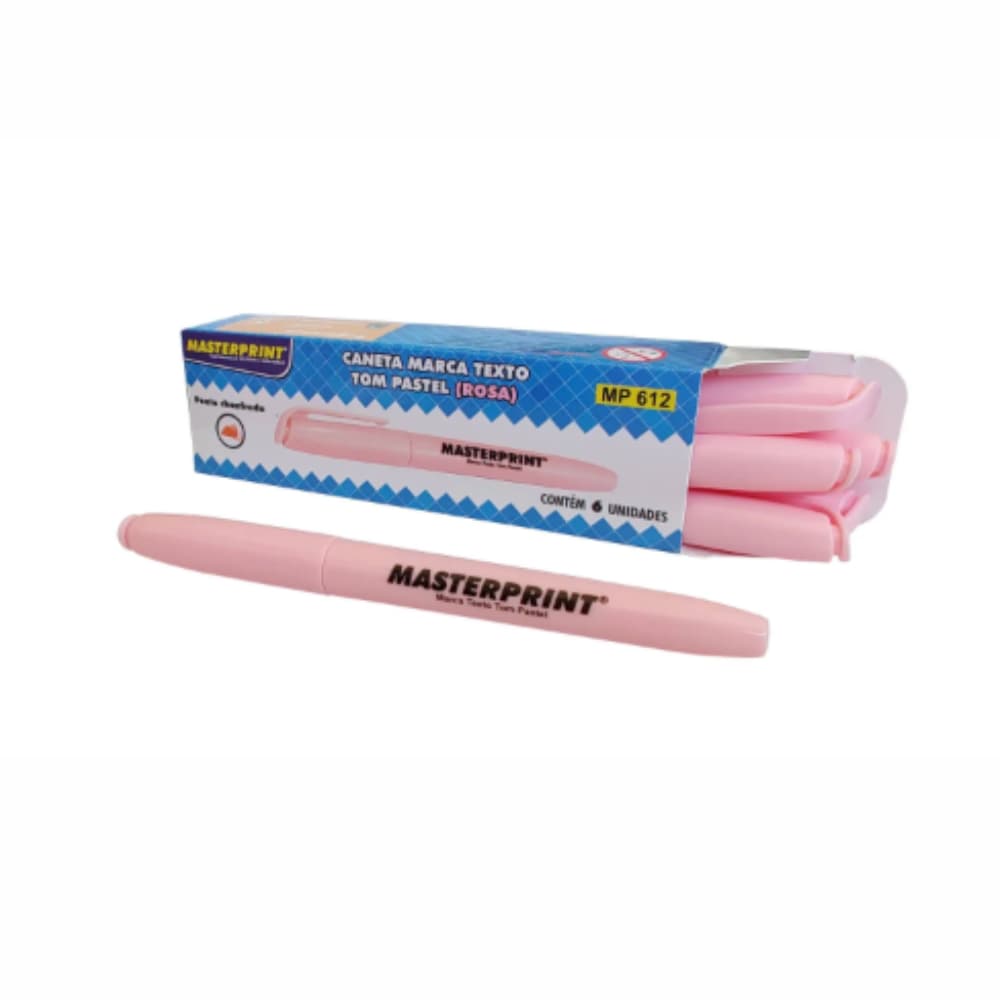 Caneta Marca Texto Rosa Tom Pastel Caixa com 06 Unidades - MP612 Masterprint