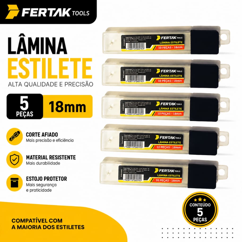 Kit Com 50 Lâminas Para Estilete De 18 MM