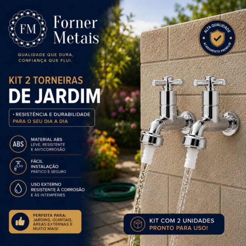 Kit 02 Torneiras Jardim e Lavanderia 1030 em ABS com Bico De 1/2 C31 Cromado
