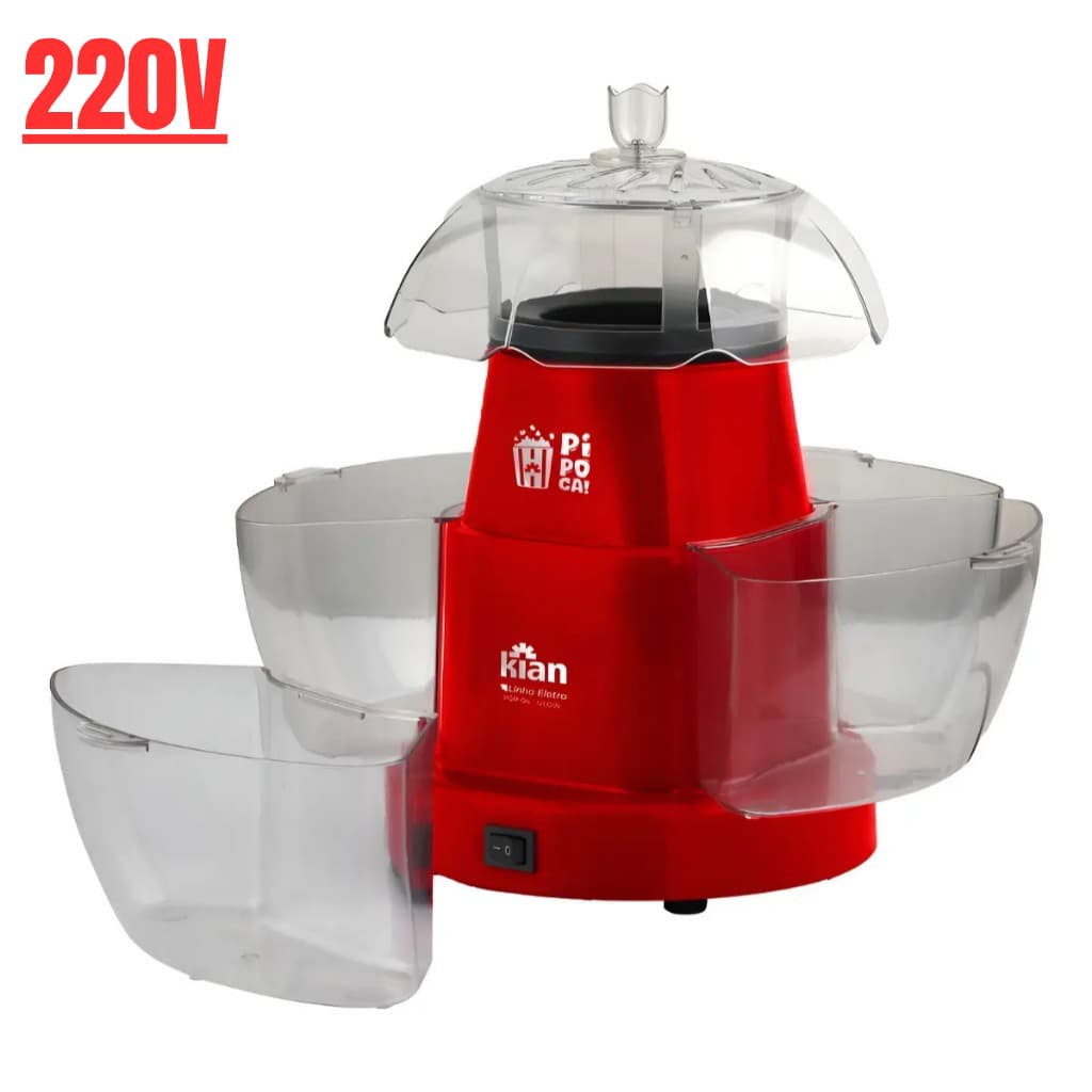 Pipoqueira Elétrica KIAN POP04 4 Bocas | Vermelha | 220V | Pipoca Rápida Sem Óleo | Compacta