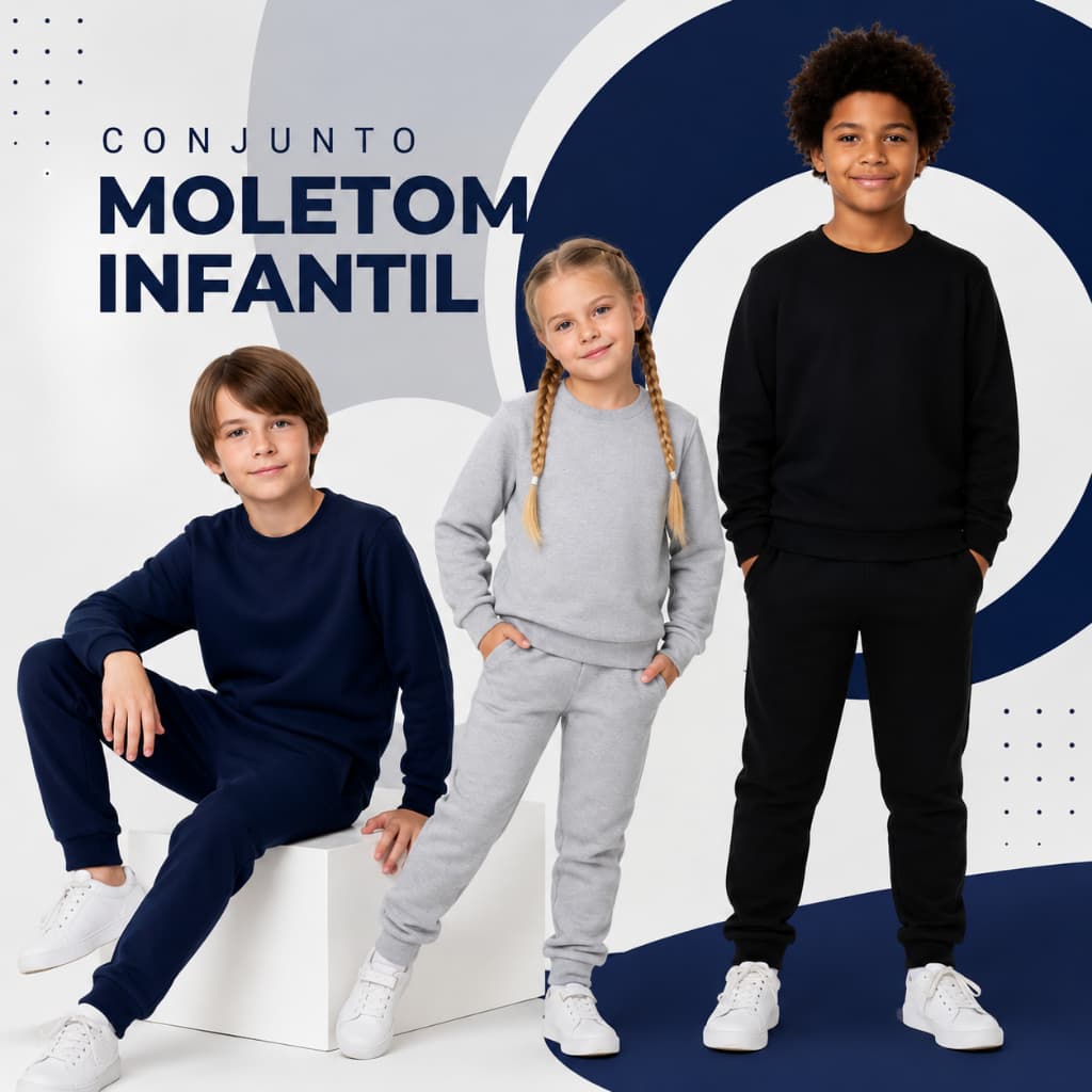 Kit 3 Conjuntos Blusa Calça Moletom Flanelado Infantil Frio Menino Menina Inverno