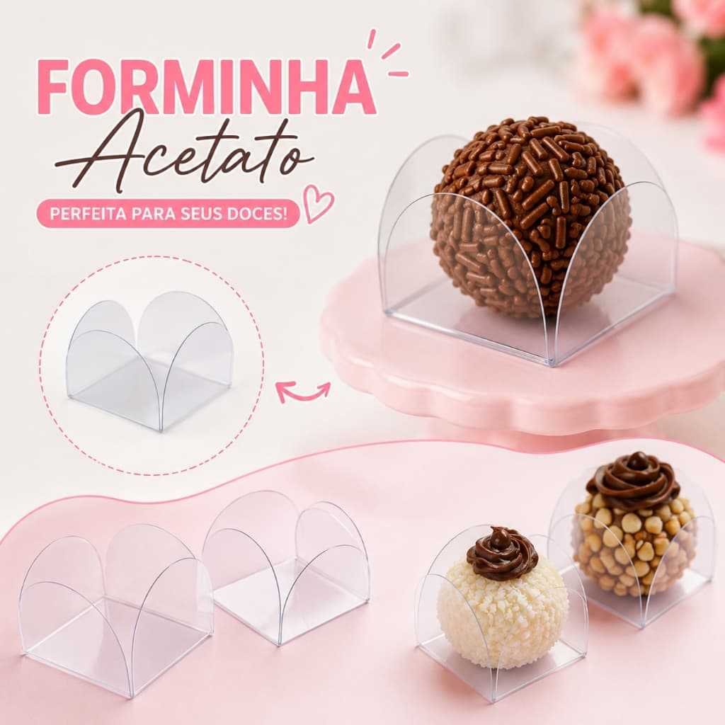 Forminha Acetato 50/300 Para Doces Finos Transparente Brigadeiro Festa Aniversário Gourmet Luxo