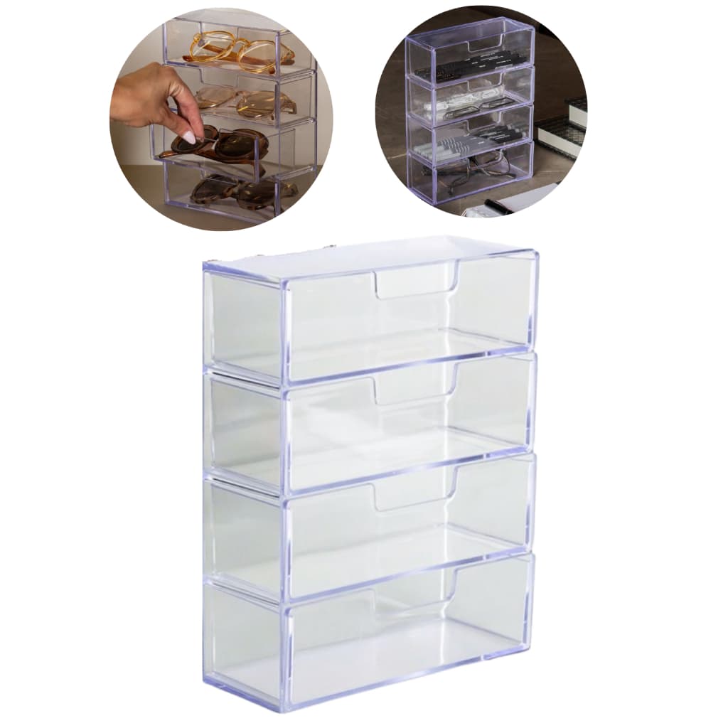 Organizador 4 Gavetas em Acrílico - 17,5 x 7,5 x 23 cm