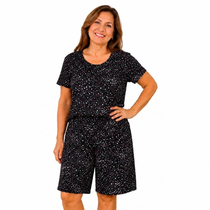 Conjunto Pijama Blusa e Bermudas Senhora Feminino Adulto Malha Fria Fresquinha Pijama Microfibra