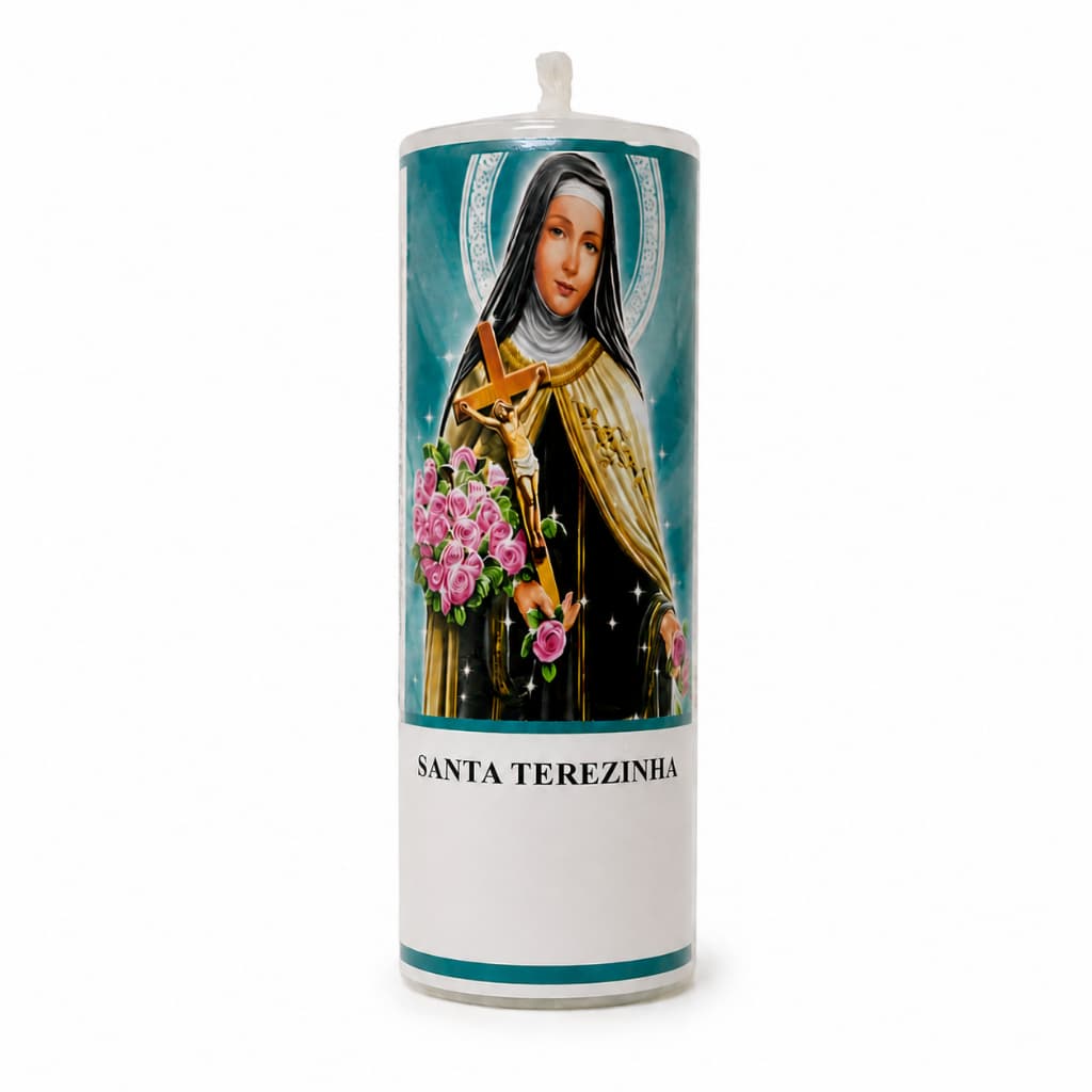 Vela Votiva de Santa Terezinha do Menino Jesus, 7 Dias para Simpatia e Oração, Premium 15x5cm, 257g