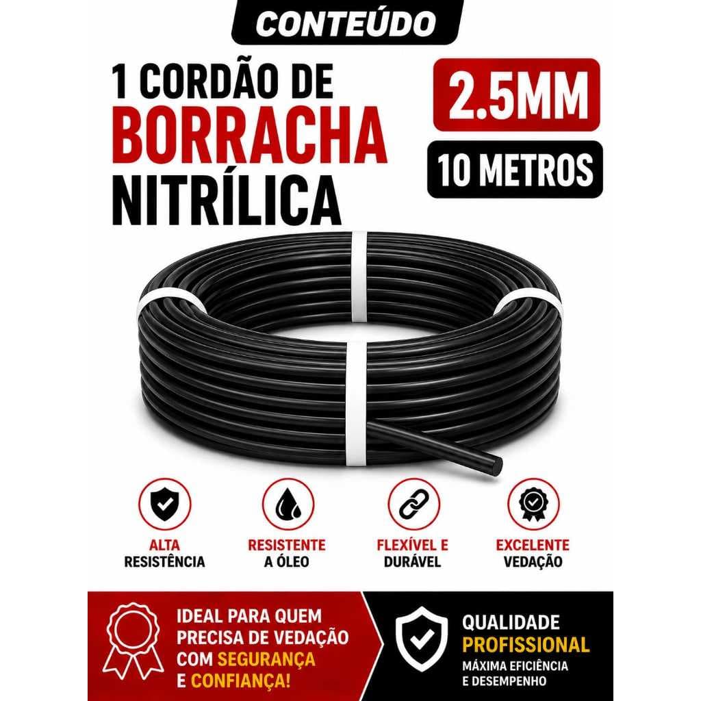 Cordão Borracha Nitrilica Nbr 2,5mm Vedaçao/oring 10 Mts