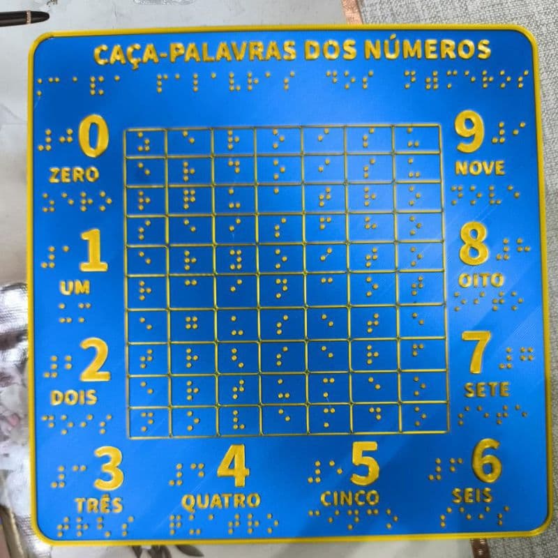 Caça-Palavras dos Números em Braille em Relevo