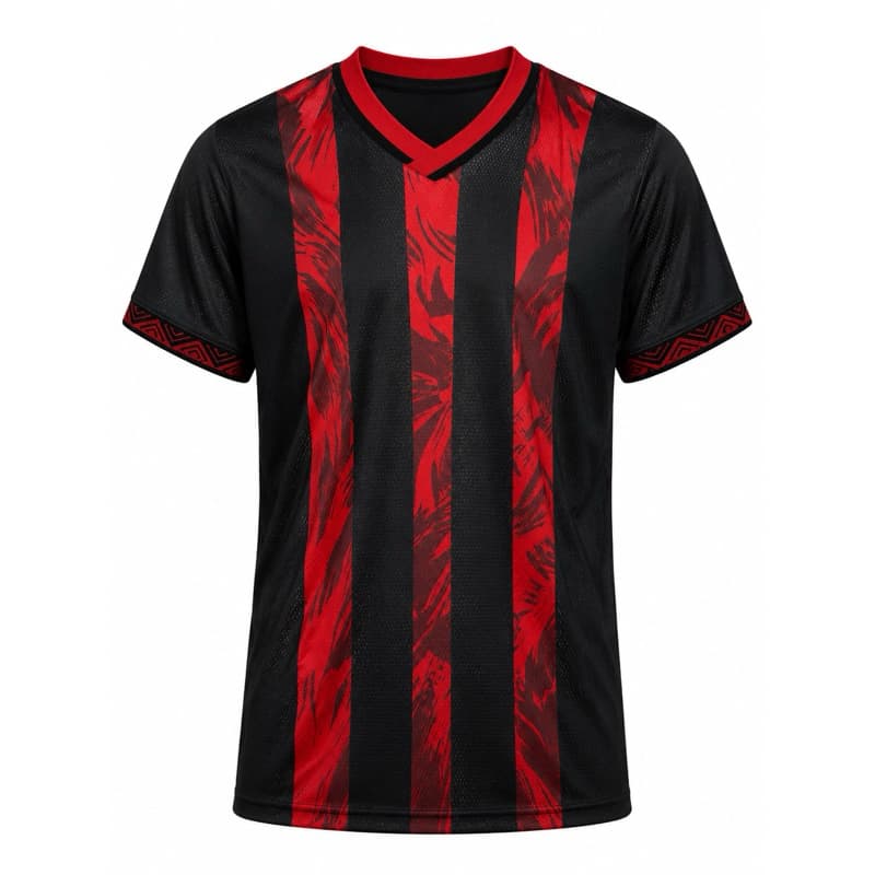 Camisa Esportiva Preta e Vermelha Masculina Premium Torcedor