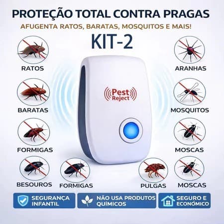 Kit 2 to 6 Electronic Ultrasonic Repellent Bivolt Anti Mosquitoes Cockroaches Rats Bats Fly Sparrow 5–6W