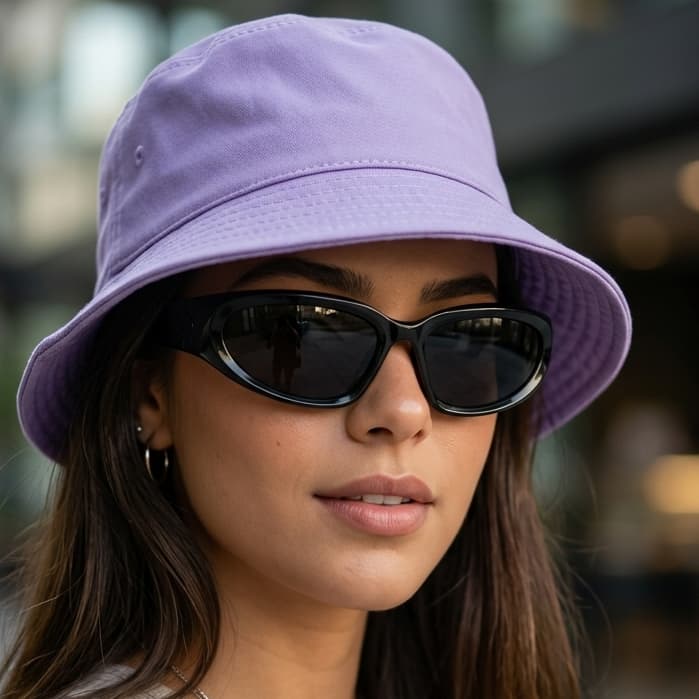 Kit Bucket Hat + Óculos Y2K MD-63 UV400 Moda Praia Estilo Blogueira Unissex Proteção Solar