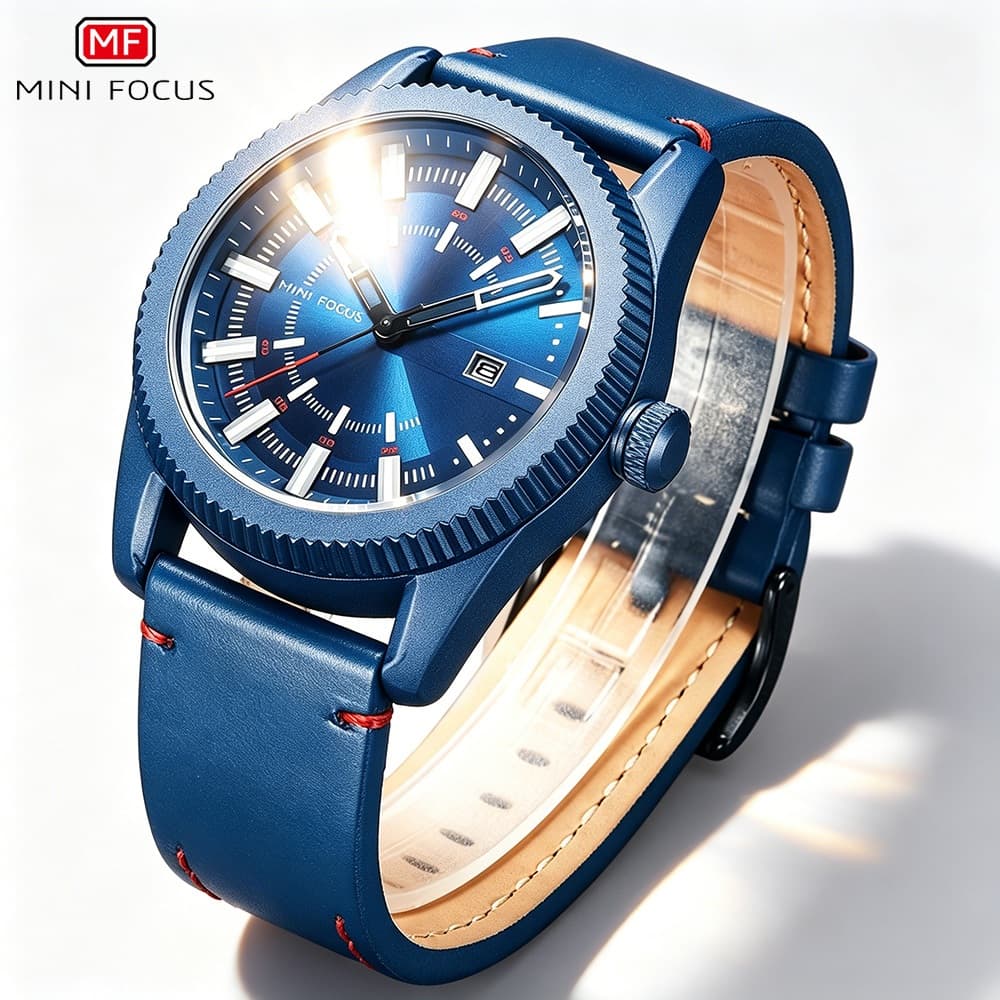 MINI FOCUS Relógio Masculino À Prova d'Água Luminoso Relógios quartzo pulseira couro legítimo