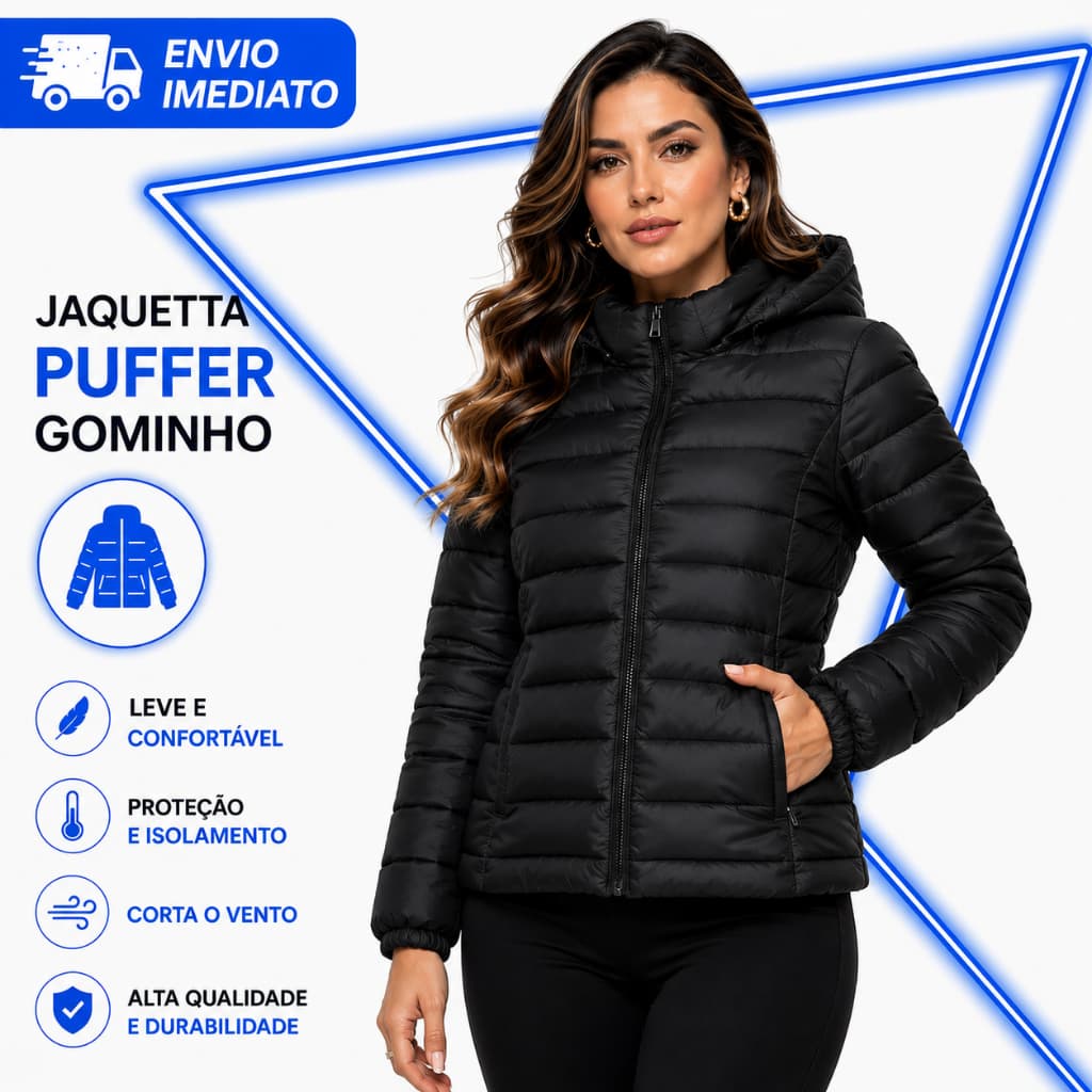 Jaqueta Puffer Feminina Unissex Bobojaco Blusa de Frio Intenso Unissex com Capuz Outono Inverno Motoqueiro Casaco Neve