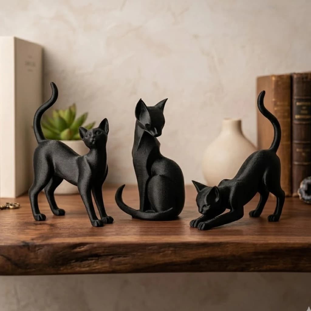 Esculturas Gato Decorativo Para Casa Enfeite Mesa Estante Sala