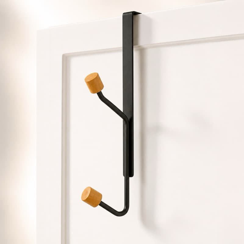 Cabideiro de Porta Ganchos Multiuso Cabide Para Roupa Toalha Banheiro Cozinha Branco  Preto de Ferro