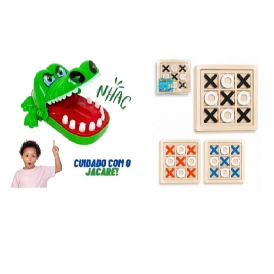 Kit 2 Jogos( Crocodilo Morde Dedo+Jogo Da Velha)Divertivo E Interativo
