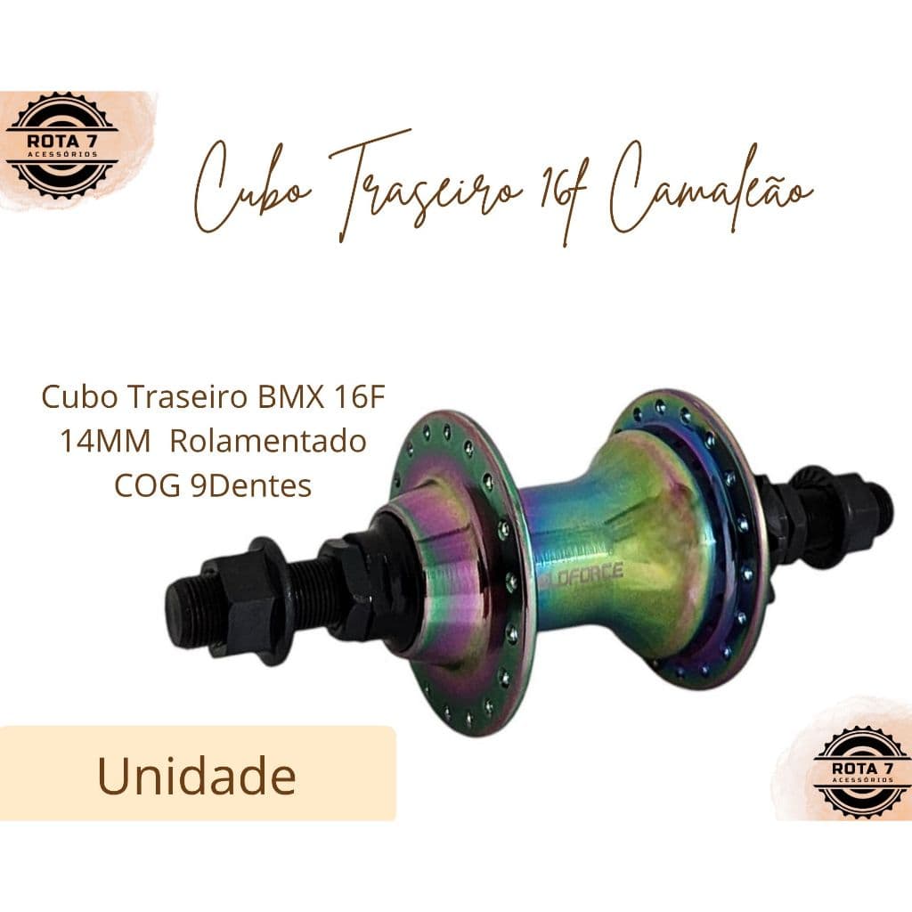 Cubo Traseiro BMX 36F Rolamentado 14MM COG 9 Dentes Camaleão Bicicleta Bike - Veloforce