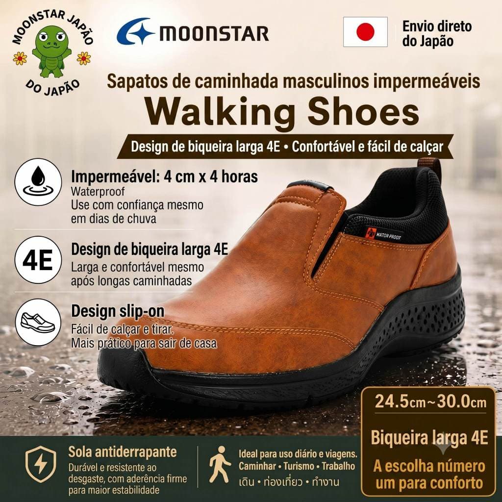 [Direto do Japão] Sapatos de caminhada impermeáveis ​​masculinos MoonStar, forma larga 4E