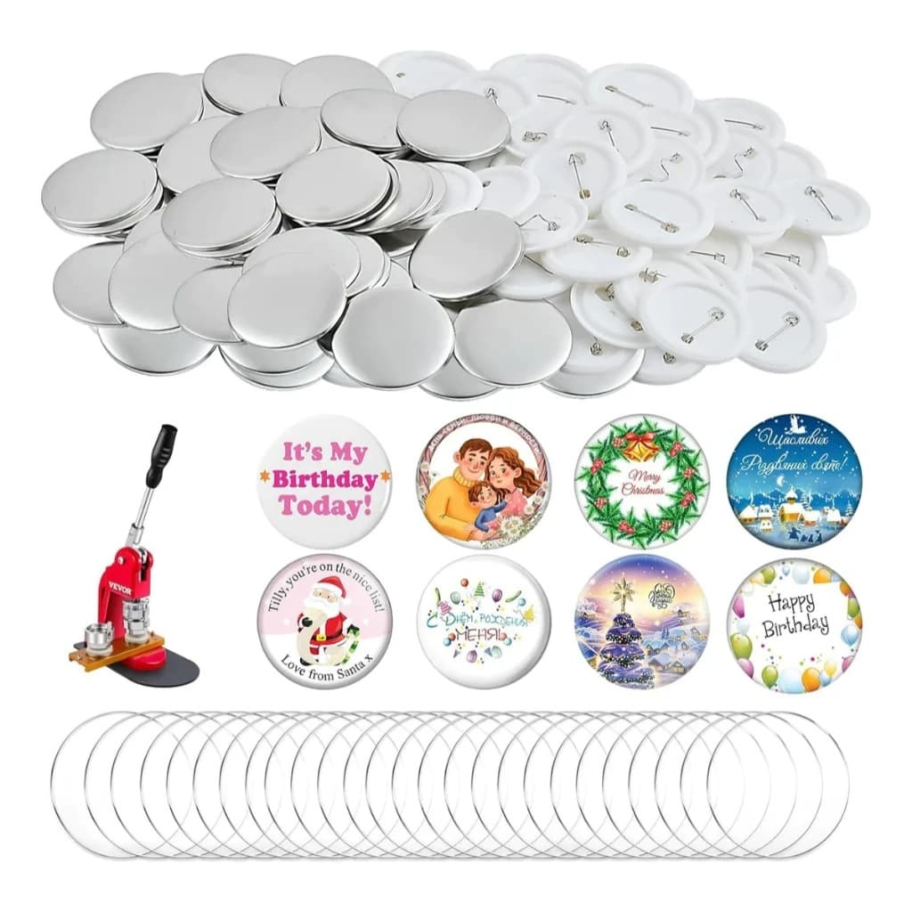 44mm/32mm/58mm/25mm/37mm Branco Pins E Bottons 100 Kits Para Mecolour Máquina De Button