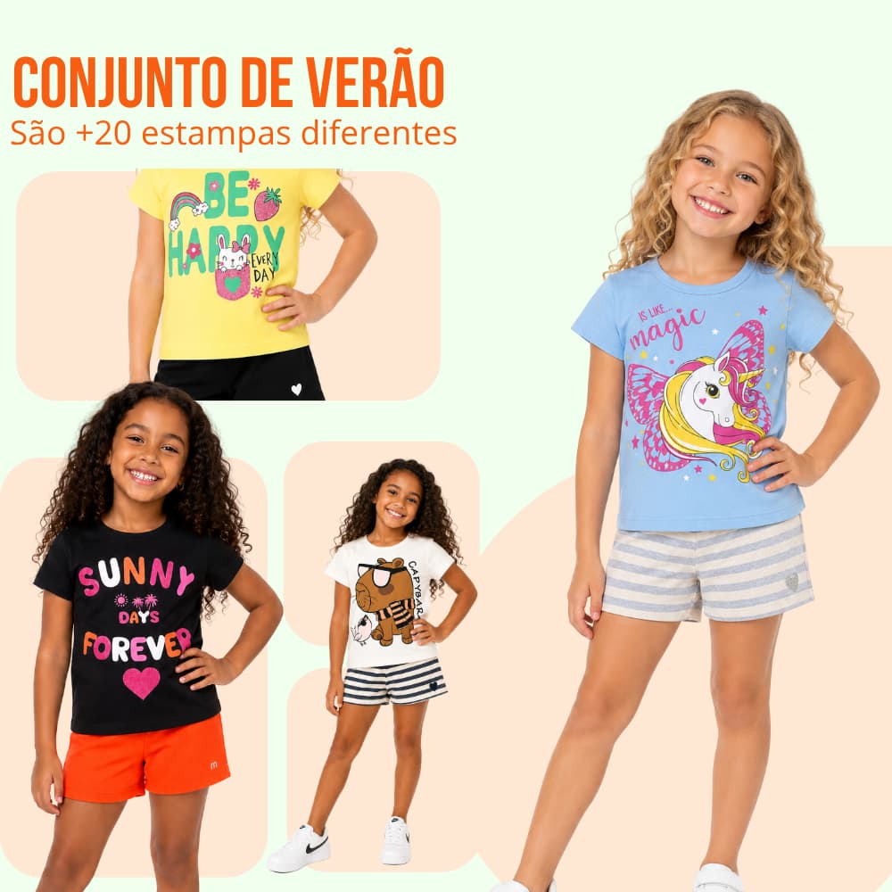 Kit Sortido 6 Ou 10 Peças de Roupas Infantil Bebê Menina (Camisetas + Bermudas) Conjunto Infantil Feminino de Calor