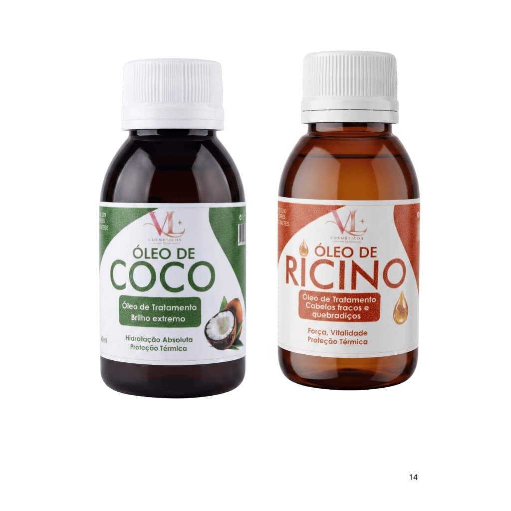 Kit Oleo de Coco e Óleo de rícino VL Cosmeticos