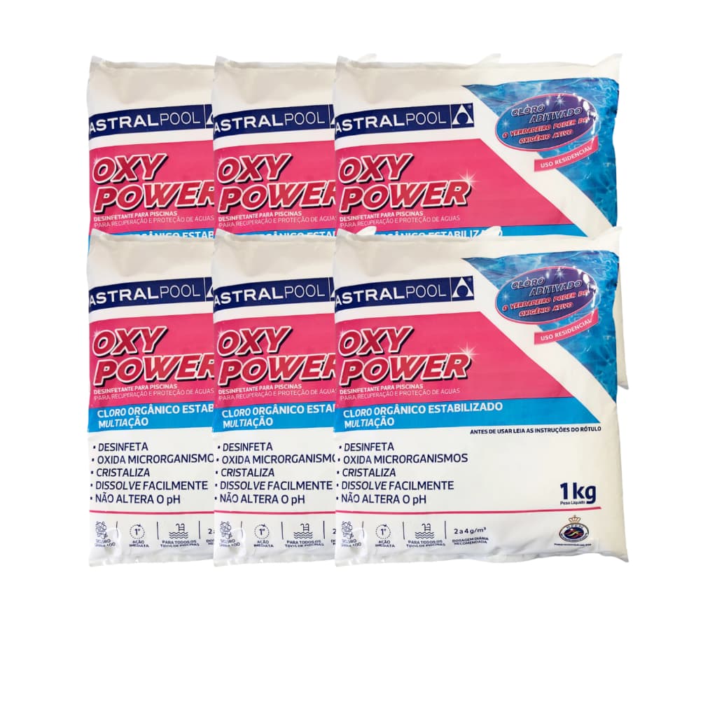Kit 06 Cloro Oxypower Multiação Para Piscina 1KG Astralpool - Fluidra