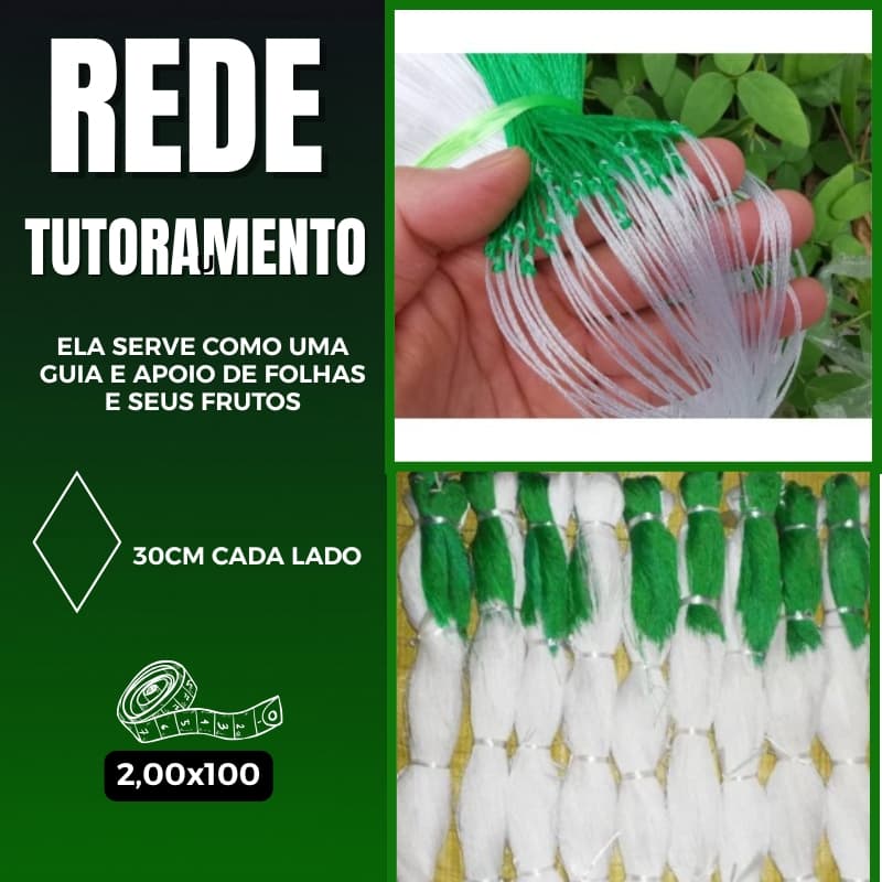 Rede Tutoramento De Planta , Tela para Tutorar ,  Rede para Condução de plantas Pepino/tomate Verde e Branco 2mx100m