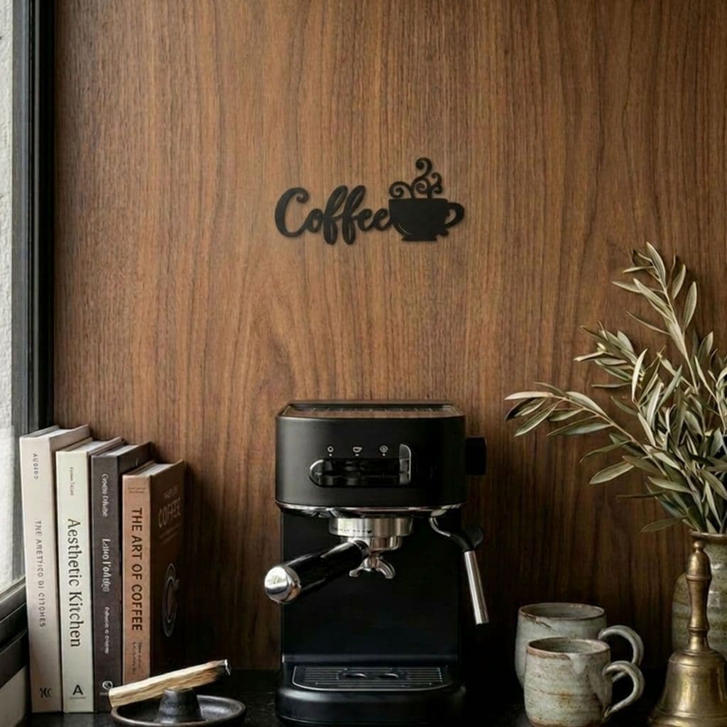 Letreiro Palavra Coffee Com Xícara Escultura Parede Cantinho Do Café