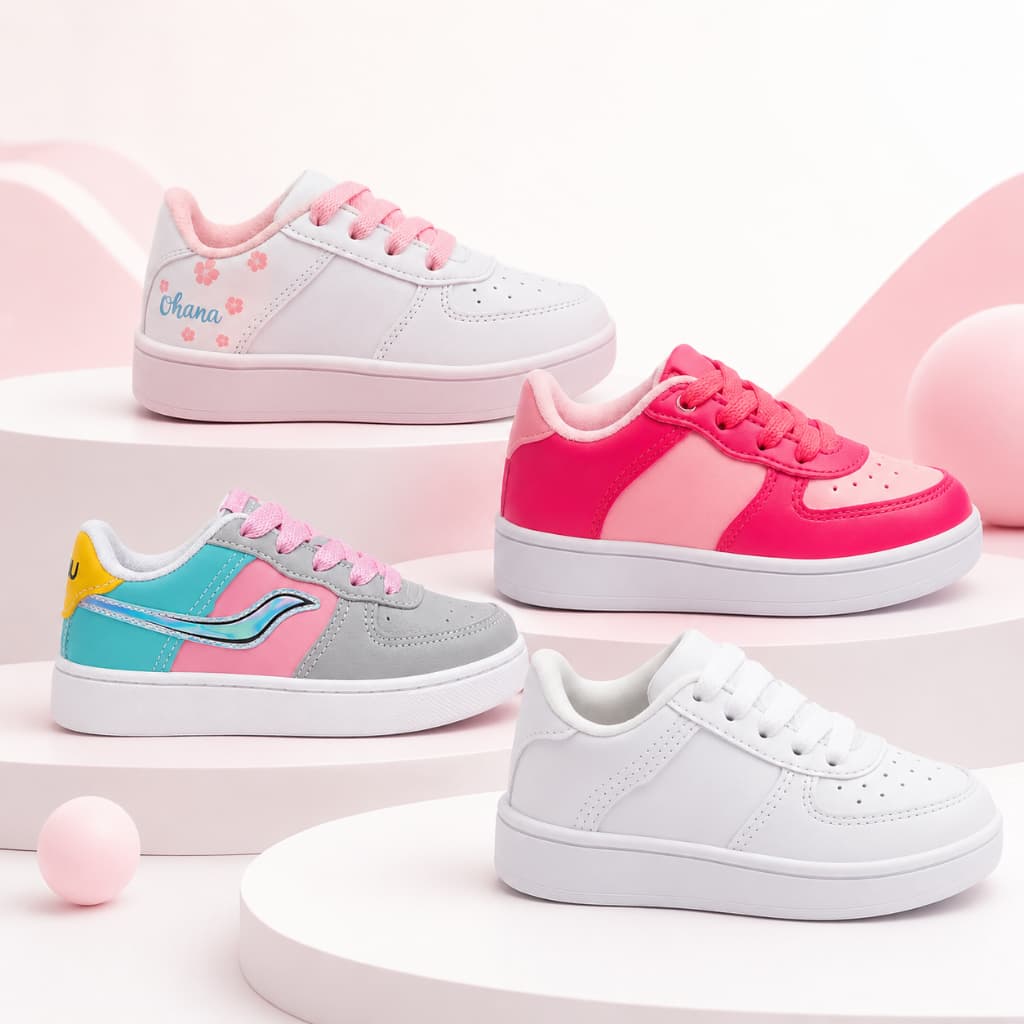 Kit 4 Pares Tênis Infantil Feminino Versátil Flexível E Seguro Para A Sua Pequena Ativa
