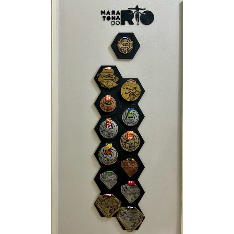 PORTA MEDALHAS HEXAGONAL DE ENCAIXE