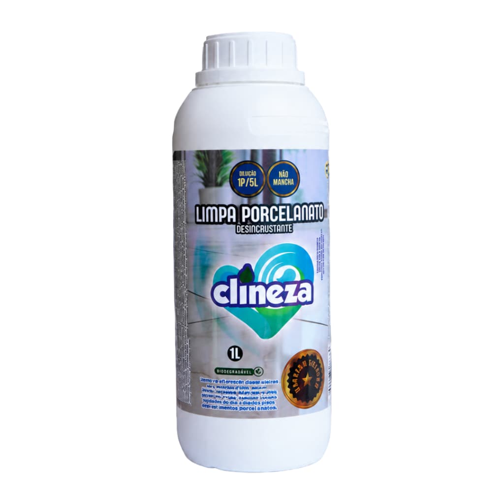 Limpa Porcelanatos Polido e Esmaltado Clineza 1L Desinscrustante Remove Sujeira Difícil e Encardido