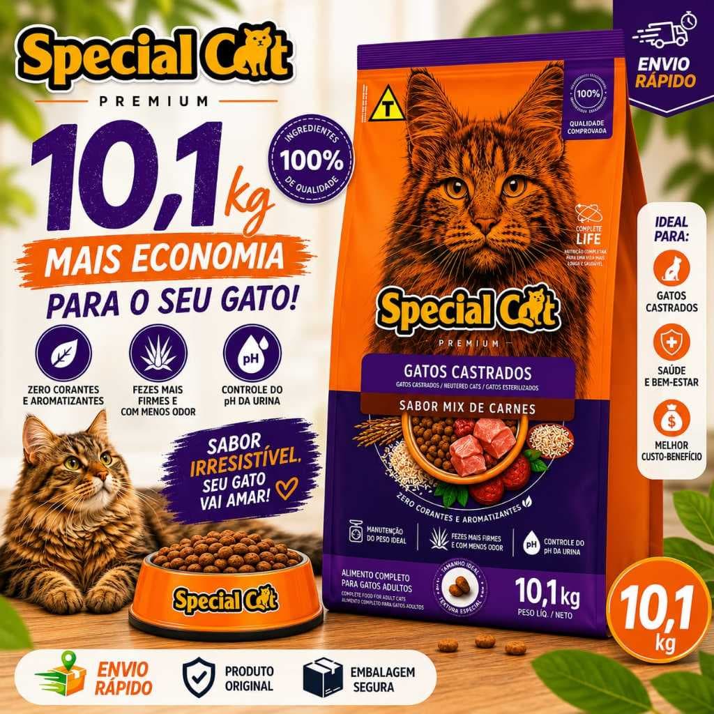 Ração Premium para Gatos Castrados Special Cat 10,1kg