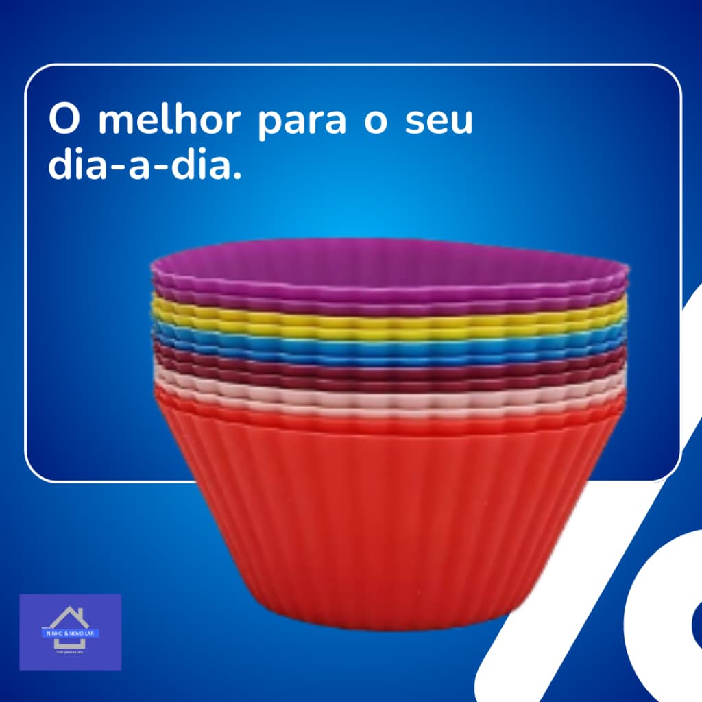 Kit 12 Formas de Silicone para Cupcake Muffin Brigadeiro Sortidas