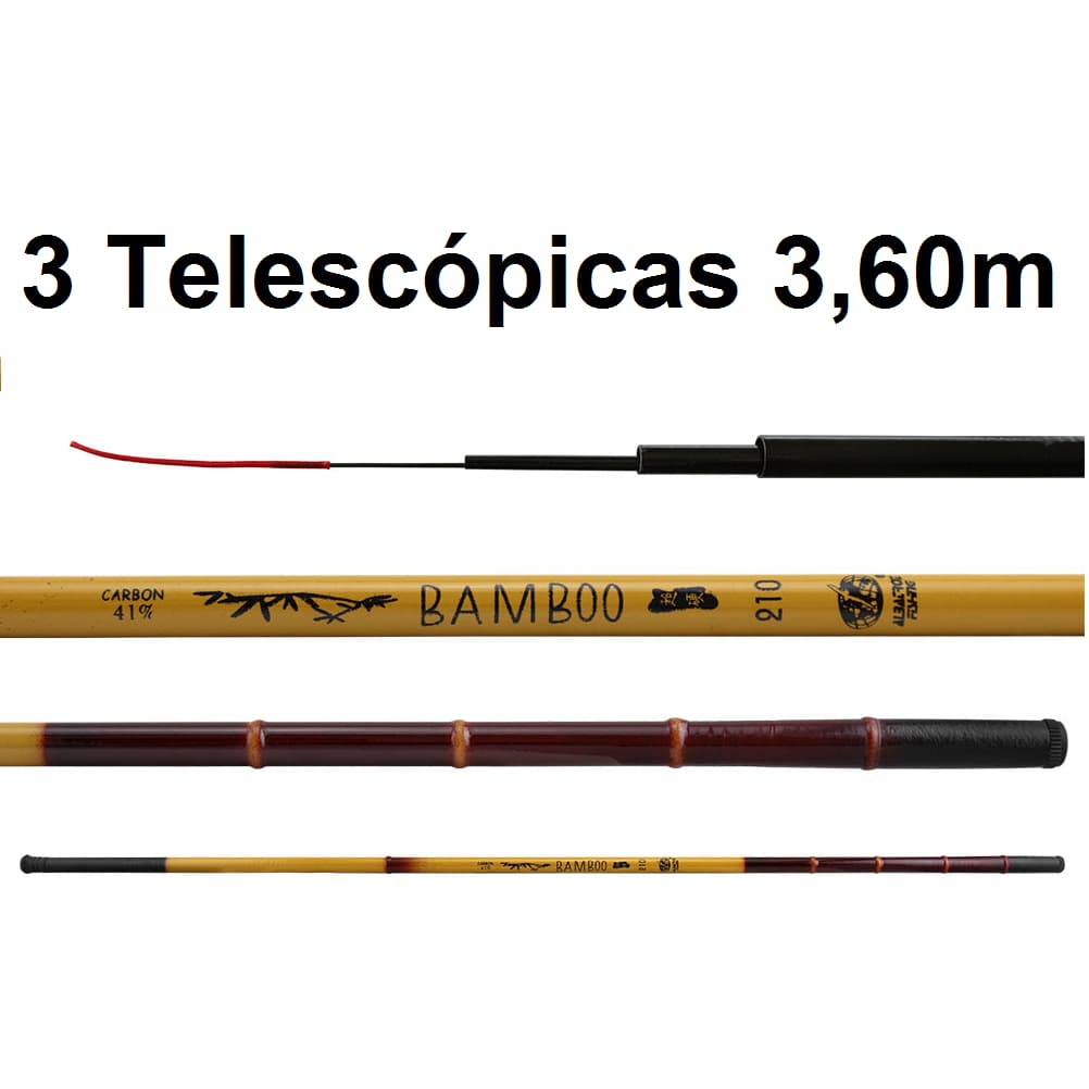 3 Varas Telescópicas 3,60m 41% carbono Bamboo Albatroz