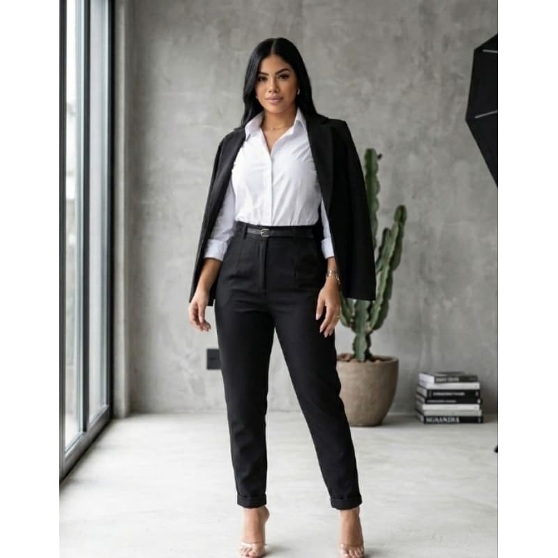 Calça Alfaiataria Cintura Alta P ao GG/ Elegante Confortável Tecido Leve Fresquinho C/Zíper Discreto