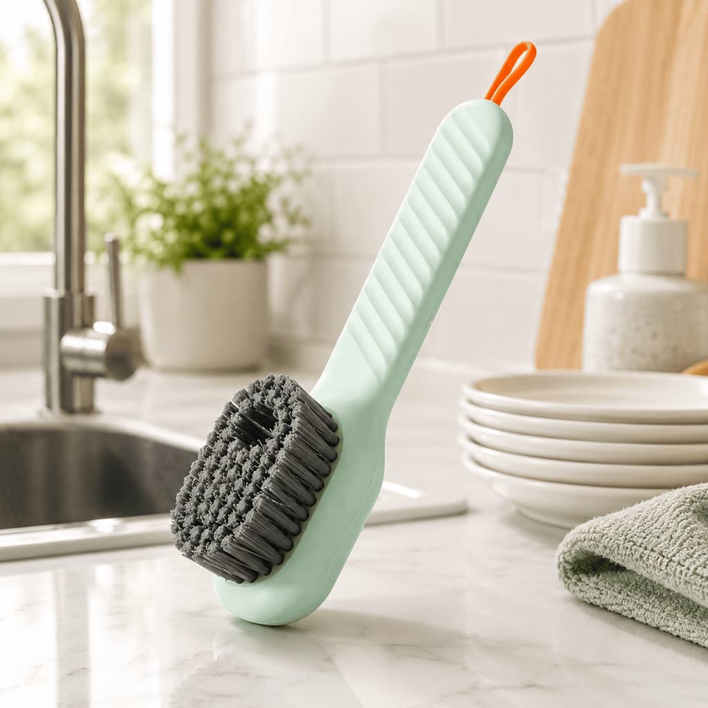 Escova Lava Louça com Dispensador de Detergente Multiuso Limpeza Cozinha e Banheiro