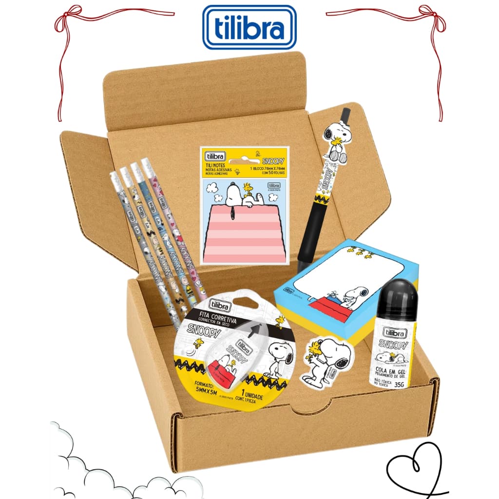 Kit Snoopy 10 Itens Material Escolar Tilibra Kit Papelaria Premium