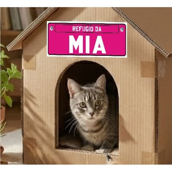 Placa Personalizada com o Nome do seu Pet– Decoração Criativa para identificação da Casa de Gato ou Cachorro