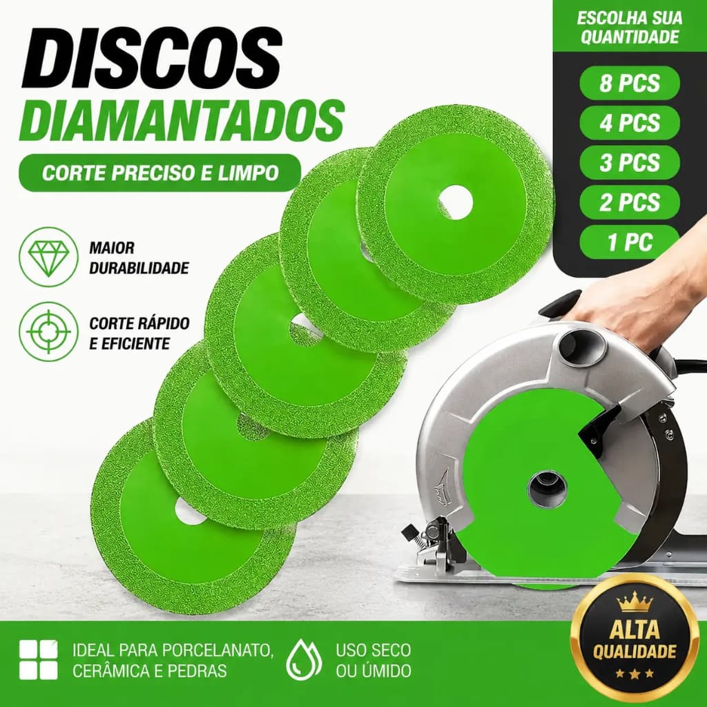 8 Unidades Disco de Corte 100x20mm Para Vidro, Cerâmica, Porcelana, Piso, Espelho Reforma Geral