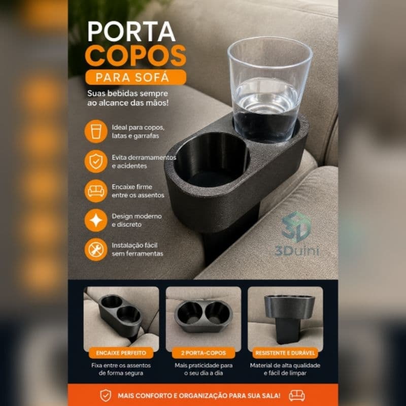 Porta Copos e Latas para Sofá | Suporte de Bebidas Encaixe Entre Assentos | Organizador para Copos e Latas