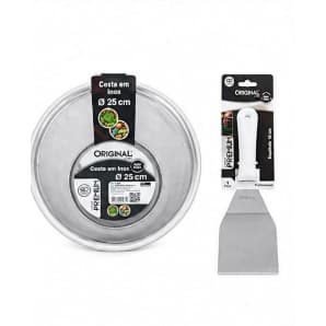 Kit Cesta em Inox 25 cm + Espátula Profissional 10 cm