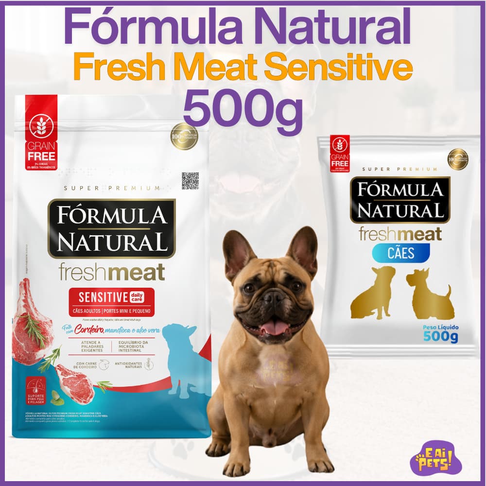 Ração 500g Cachorro Fórmula Natural Fresh meat - Porte Pequeno - Sensitive Cordeiro