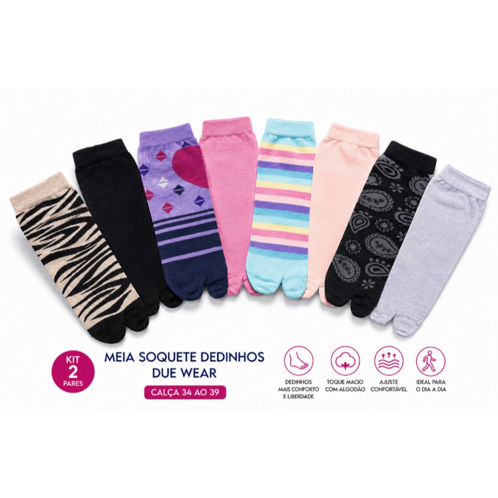 Meia Dedinho feminina - kit com 2 pares