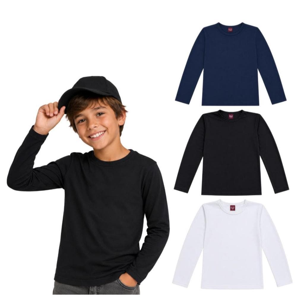 3 Blusa Térmica Segunda Pele Infantil e Juvenil Peluciada Para o Frio Inverno