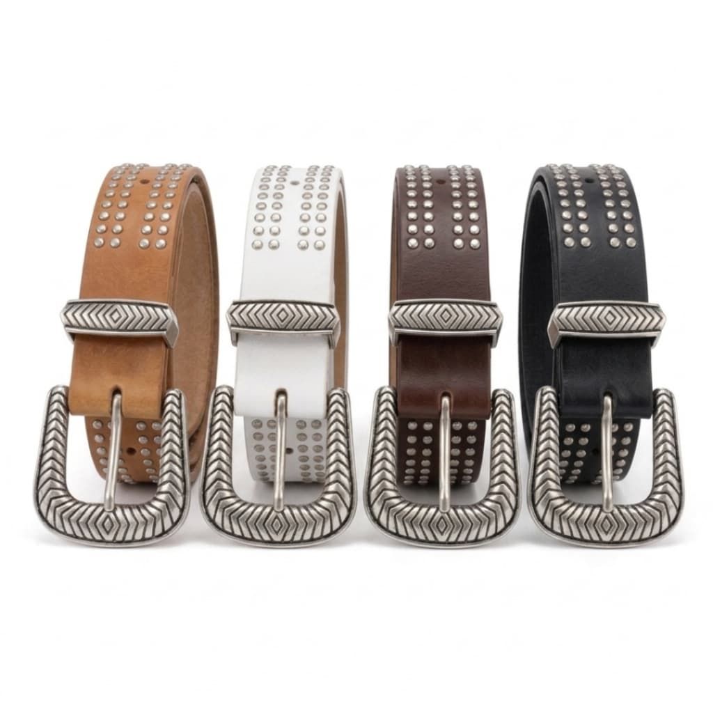 Cinto Feminino Country Couro Sintético PU Tachas Fivela Western